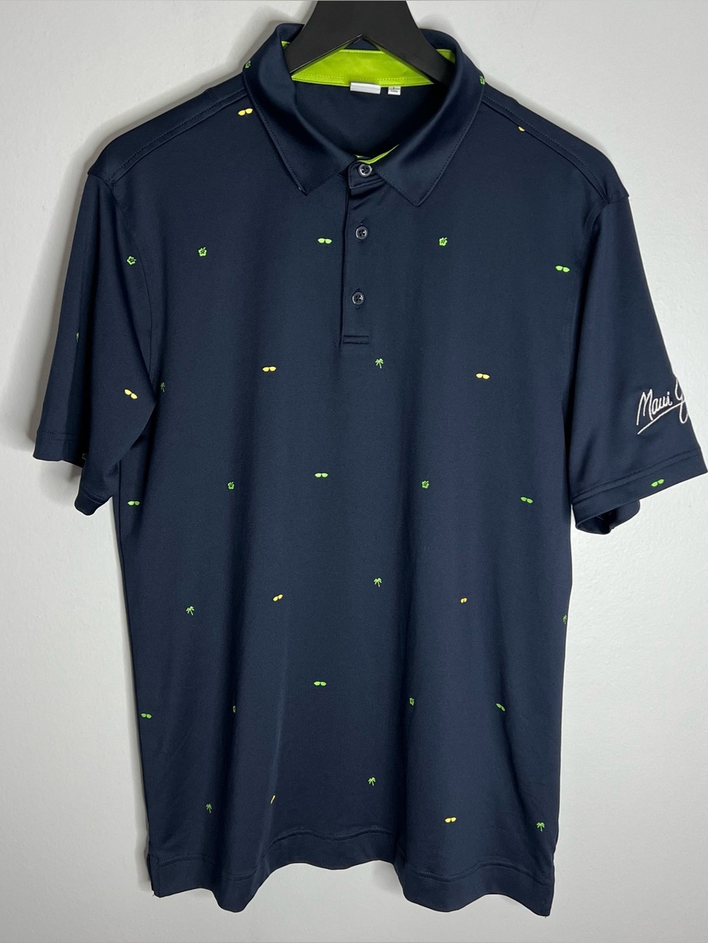 Maui Jim Sunglasses Polo Shirt Mens Large Blue Stretch Performance